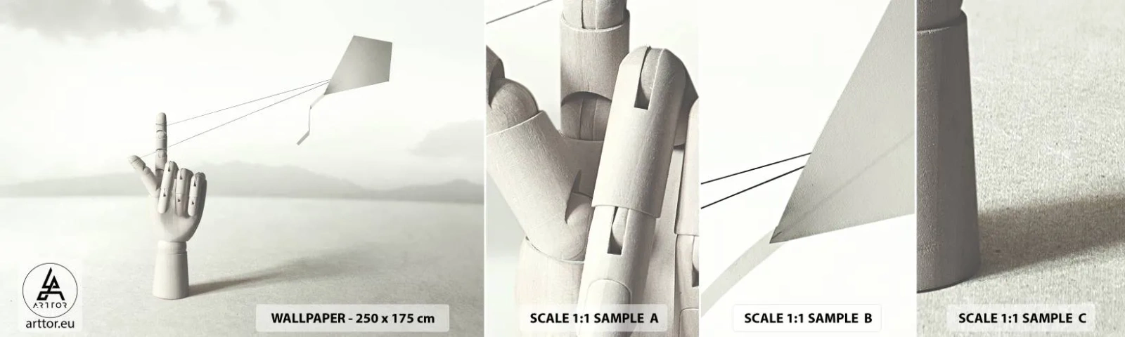 Amostra de Papel de Parede Standard Eco - Prova de força - Abstração, Mão, Pipa - 100x30 cm