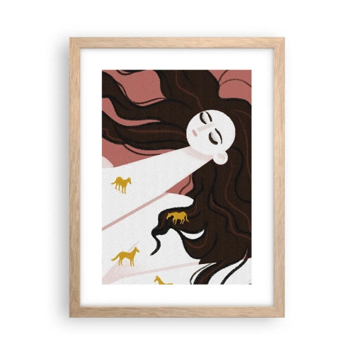 Pôster com moldura de carvalho claro - Sonho com um cavalo dourado - 30x40 cm