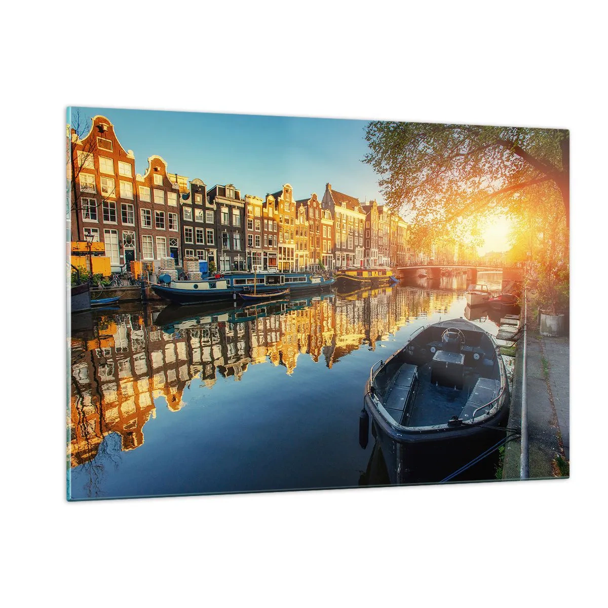 Quadro em vidro - Manhã em Amsterdã - 120x80 cm