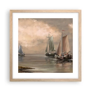 Pôster com moldura de carvalho claro - Regresso dos marinheiros - 40x40 cm