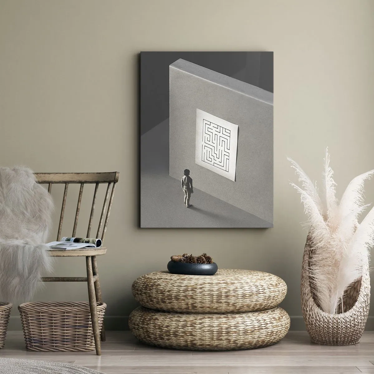 Quadro em tela - Mas onde estou? - 45x80 cm