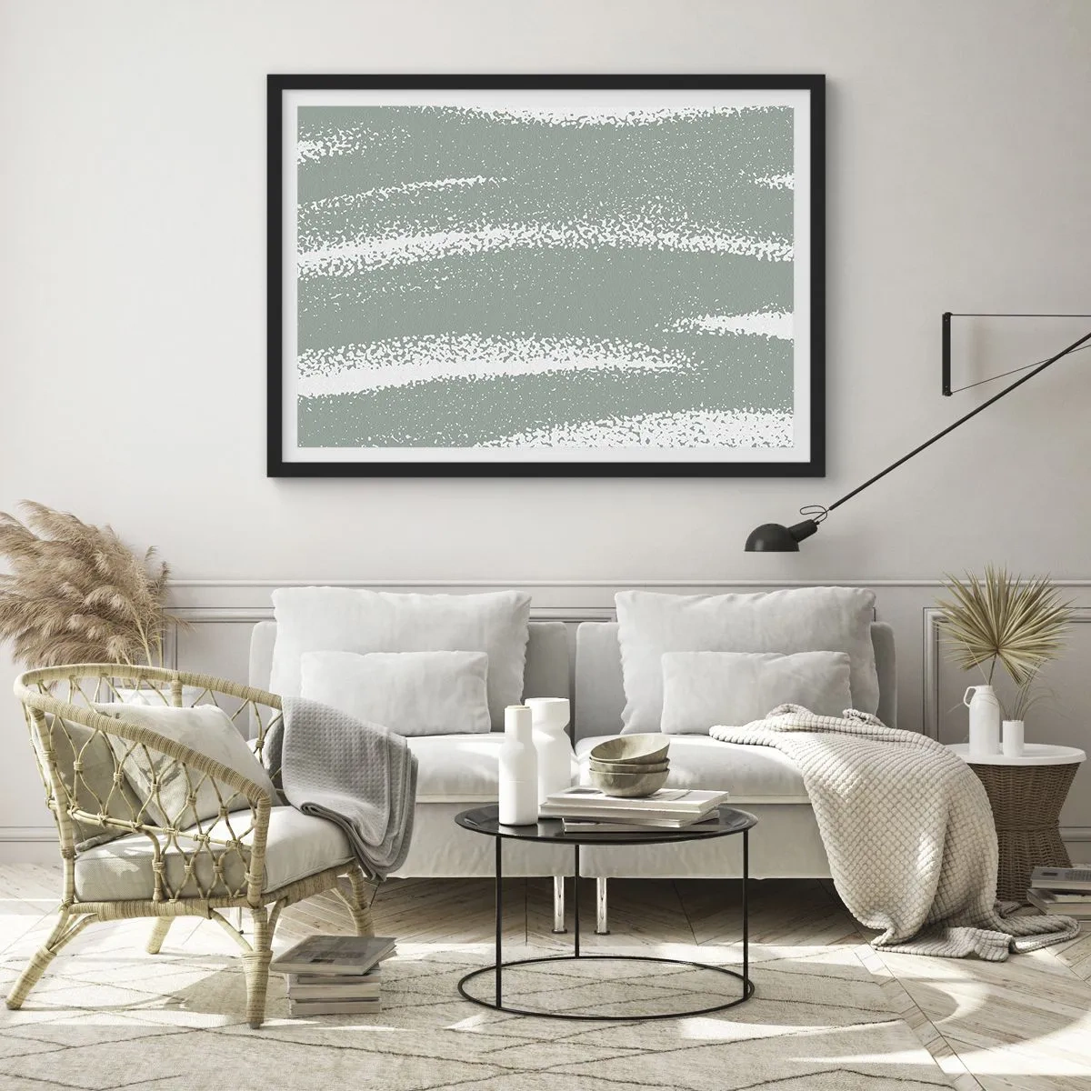 Pôster com moldura preta - Abstração em um clima de inverno - 70x50 cm