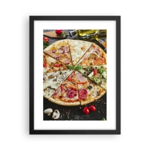 Pôster com moldura preta - Gama de sabores - 30x40 cm