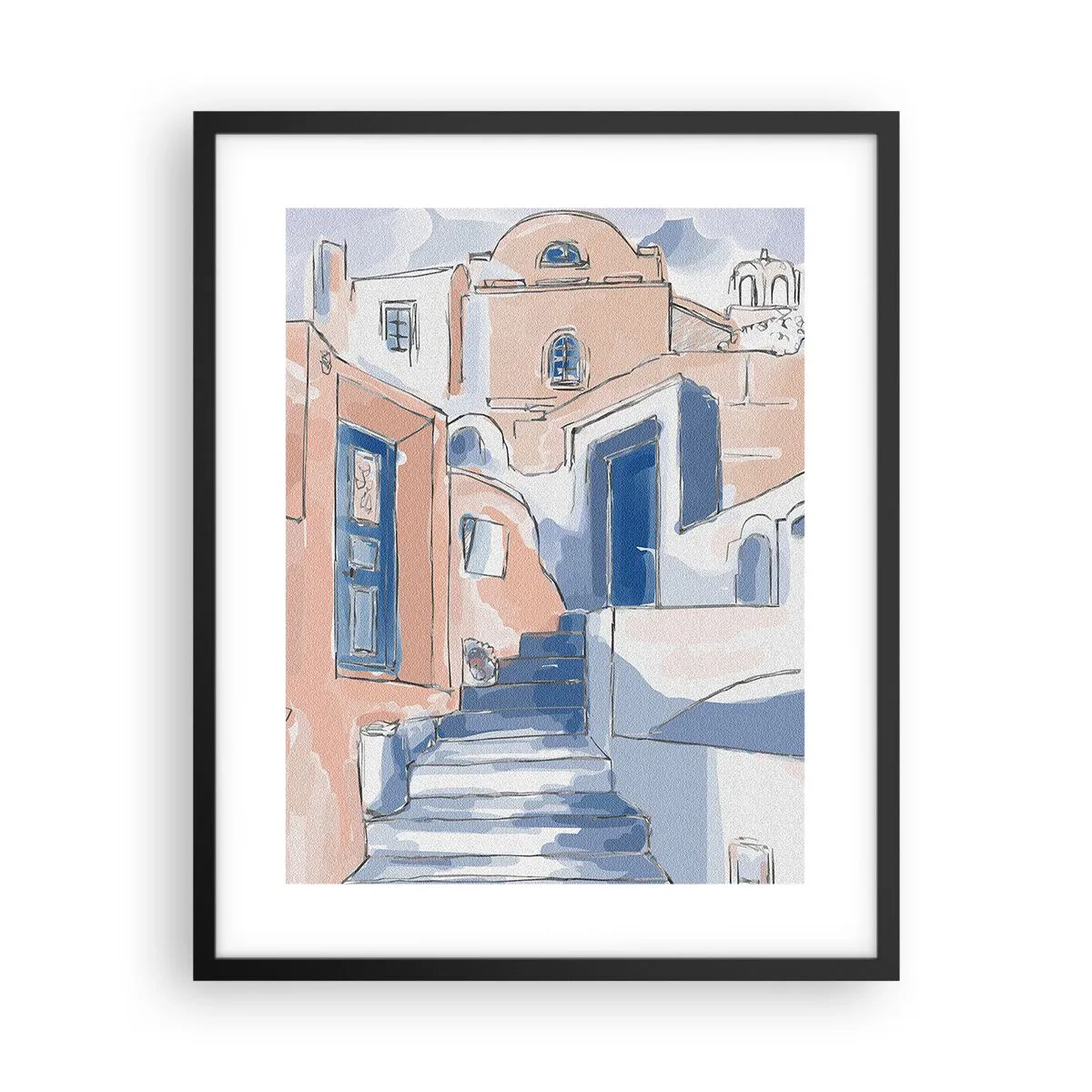 Pôster com moldura preta - Cidade exótica - 40x50 cm