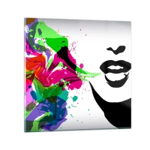 Quadro em vidro - Uma história nas cores do arco-íris - 60x60 cm