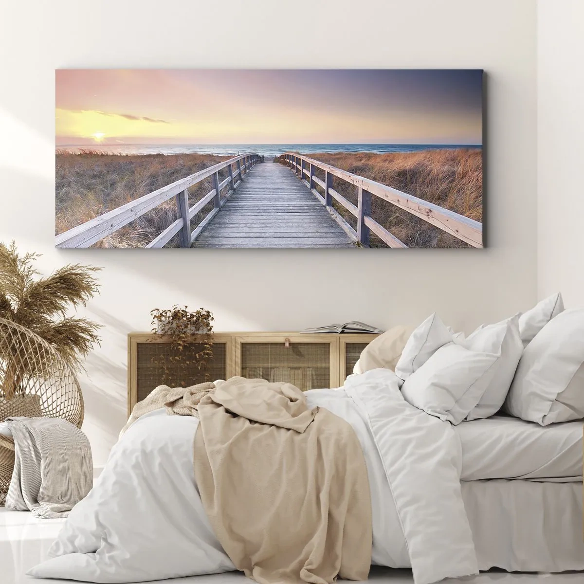 Quadro em tela - Aurora da noite do Báltico - 90x30 cm