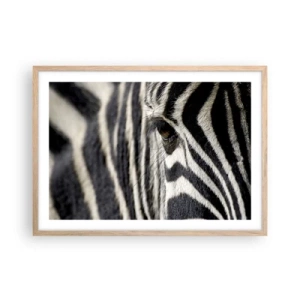 Pôster com moldura de carvalho claro - Retrato em listras - 70x50 cm