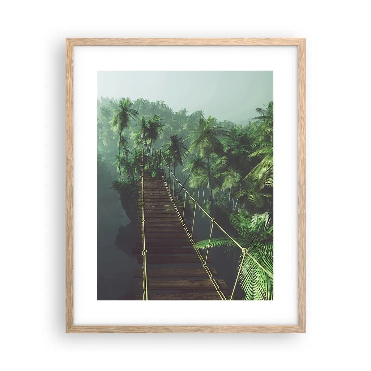 Pôster com moldura de carvalho claro - Sobre o verde fervente - 40x50 cm
