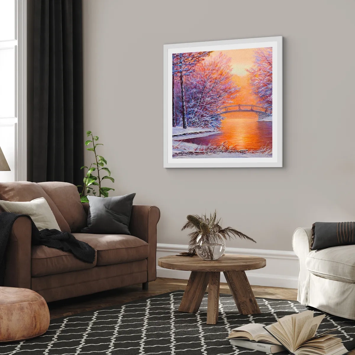 Pôster em moldura branca - Vamos nos encontrar aqui - 40x40 cm