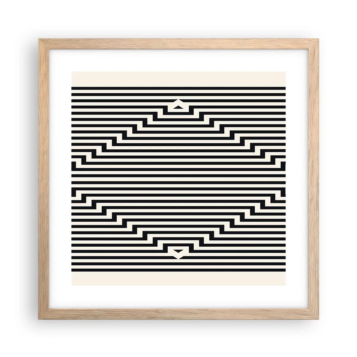 Pôster com moldura de carvalho claro - Ilusão geométrica - 40x40 cm