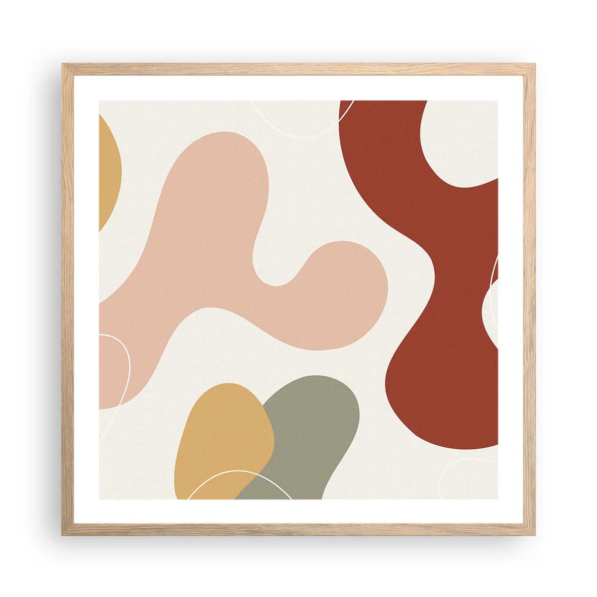 Pôster com moldura de carvalho claro - Ziguezagues ornamentais - 60x60 cm