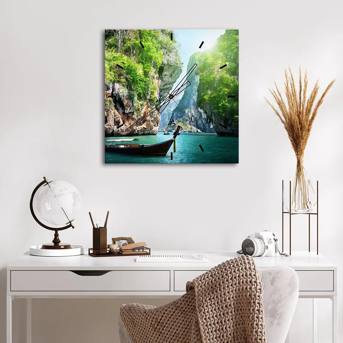 Relógio de parede - Relógio em vidro - Um convite para uma viagem exótica - 40x40 cm