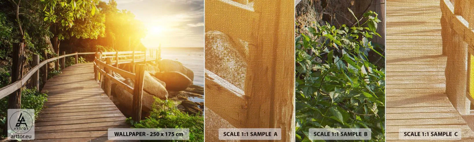 Amostra de papel de parede Premium Canvas - Mais uma curva, mais milagres - Paisagem, Passeio à beira-mar, Mar - 100x30 cm