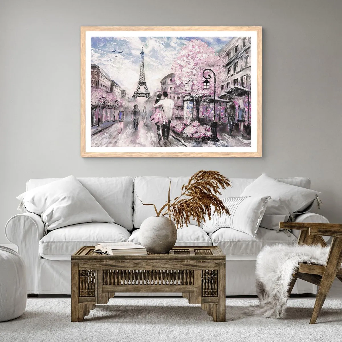 Pôster com moldura de carvalho claro - Como for se apaixonar, somente em... - 91x61 cm