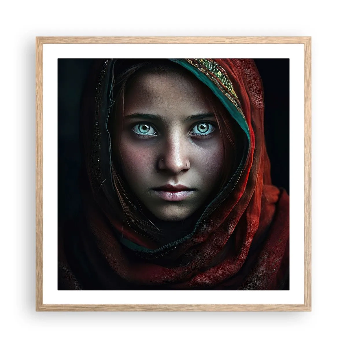 Pôster com moldura de carvalho claro - Princesa oriental - 60x60 cm