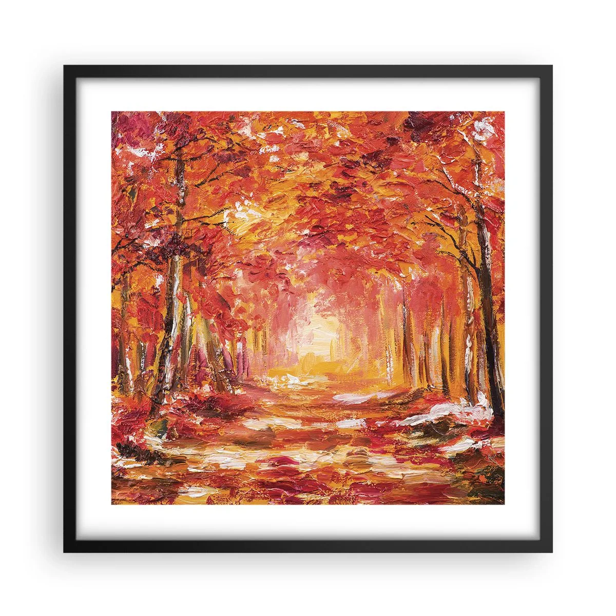 Pôster com moldura preta - Floresta de cobre - 50x50 cm