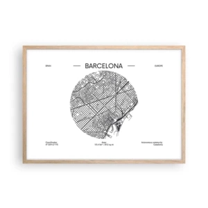 Pôster com moldura de carvalho claro - Anatomia de Barcelona - 70x50 cm