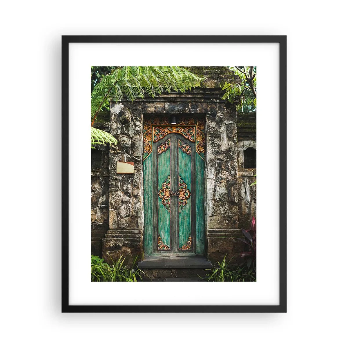 Pôster com moldura preta - Portas para um mundo exótico - 40x50 cm