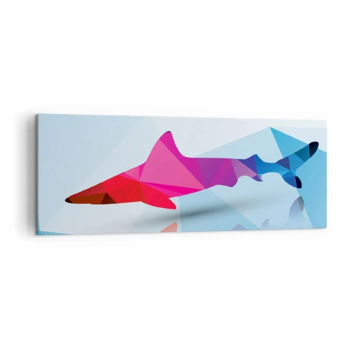 Quadro em tela - Tubarão no espaço de cristal - 140x50 cm