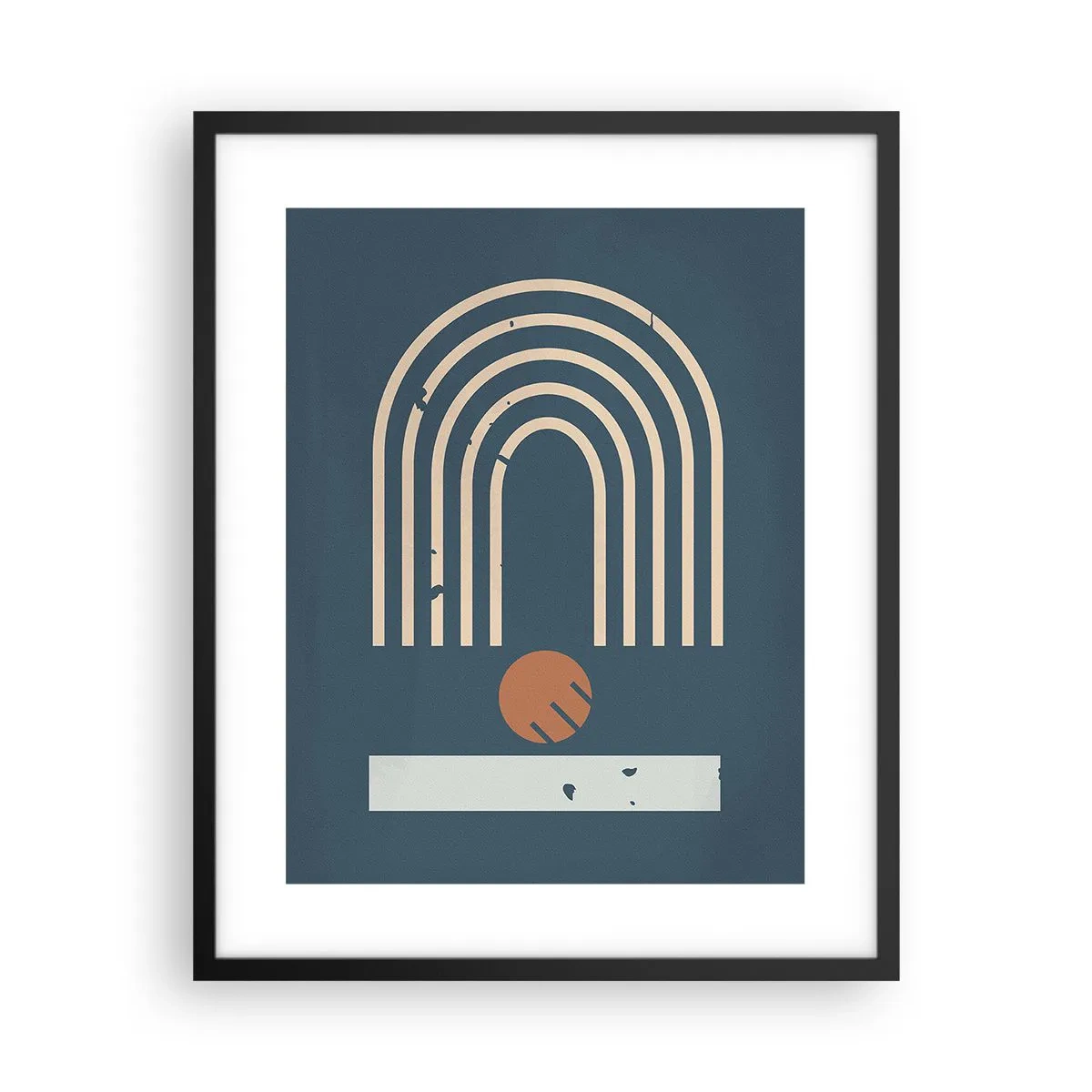 Pôster com moldura preta - Geometria em azul marinho - 40x50 cm