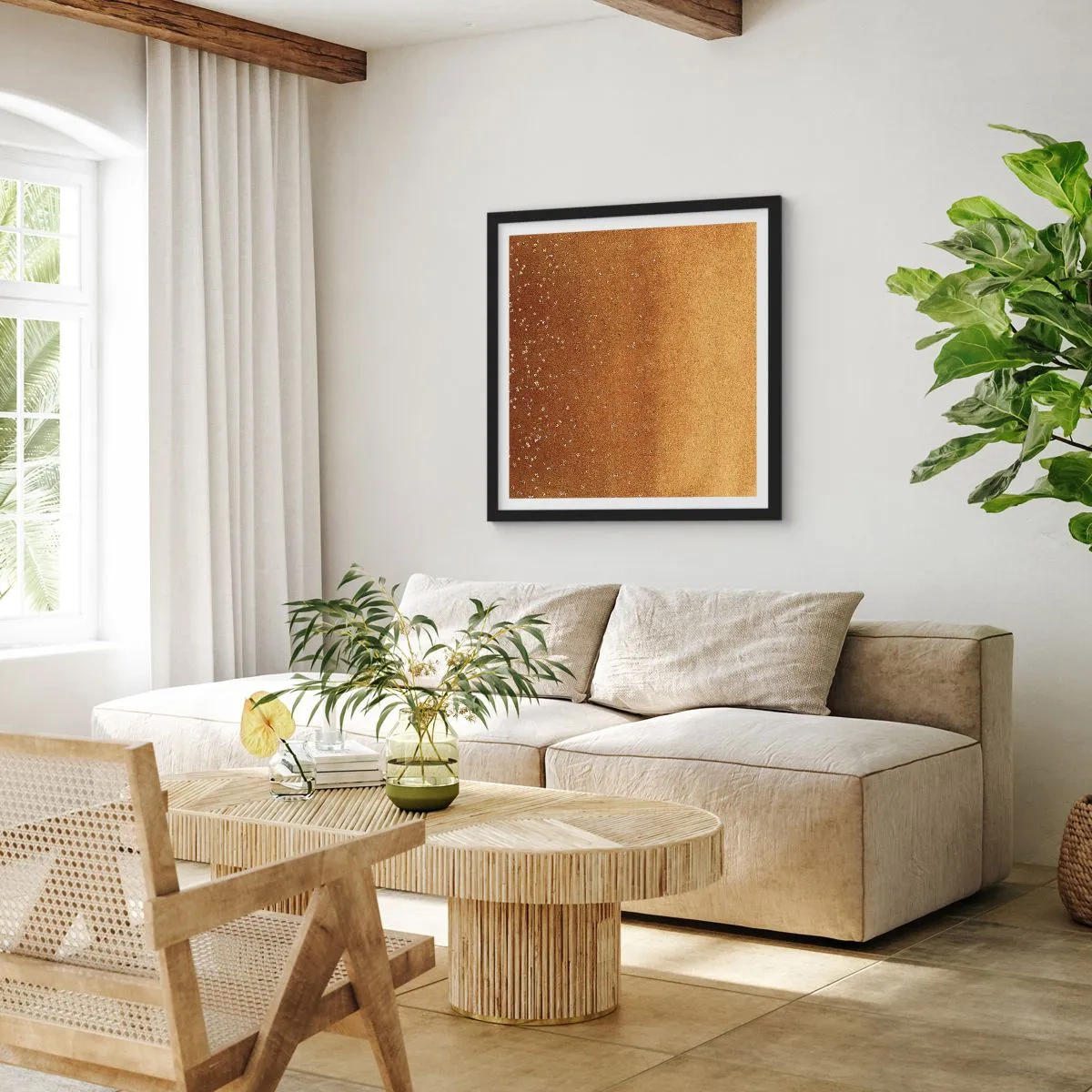 Pôster com moldura preta - O nascimento da luz - 40x40 cm