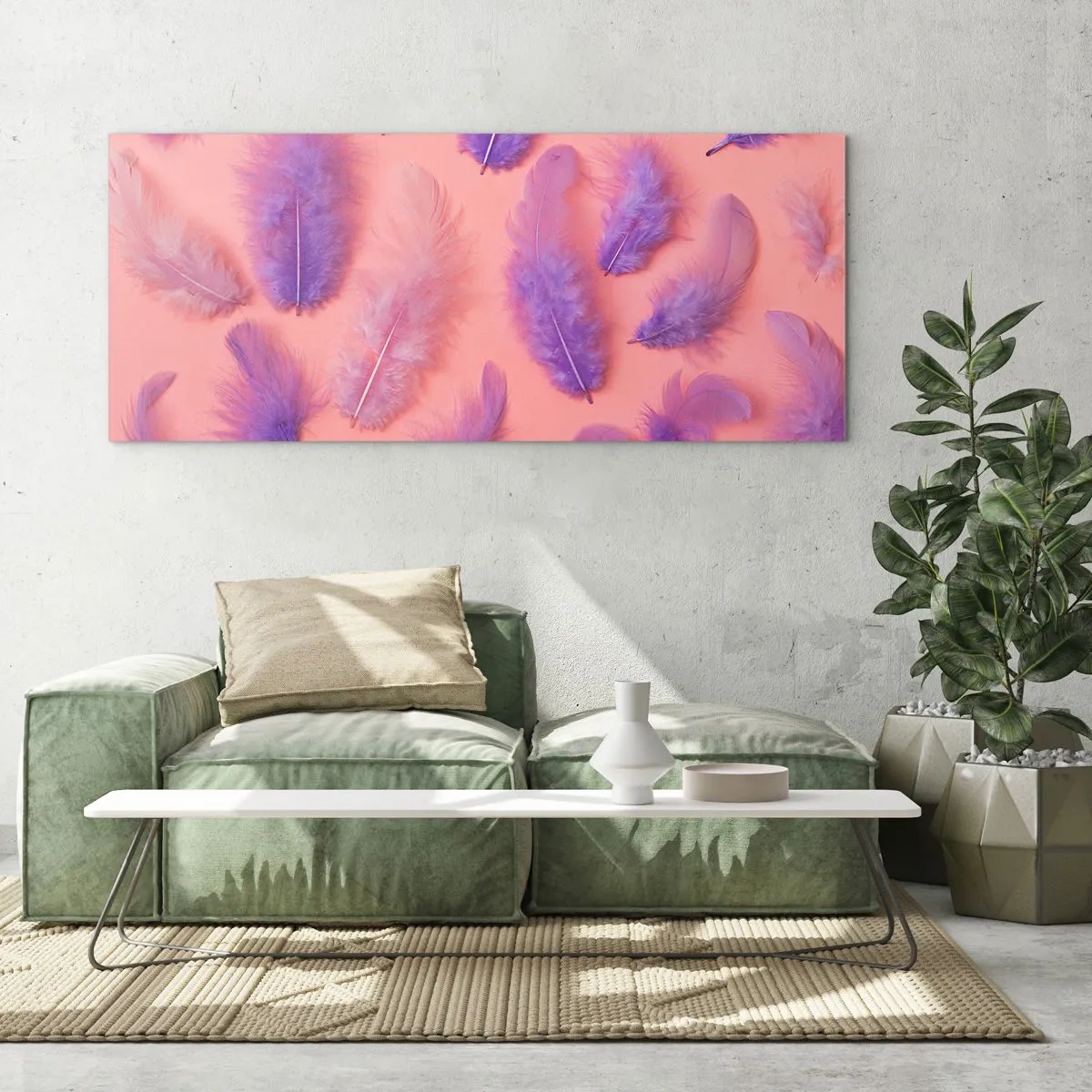Quadro em vidro - Ave lilás do desejo - 100x40 cm