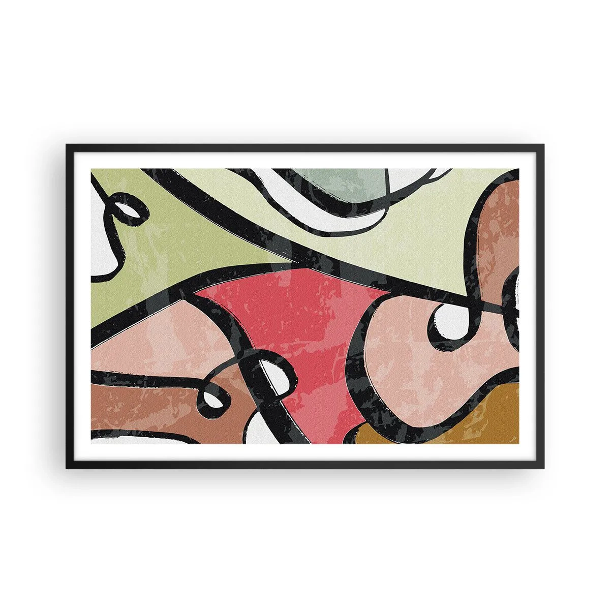 Pôster com moldura preta - Piruetas entre cores - 91x61 cm