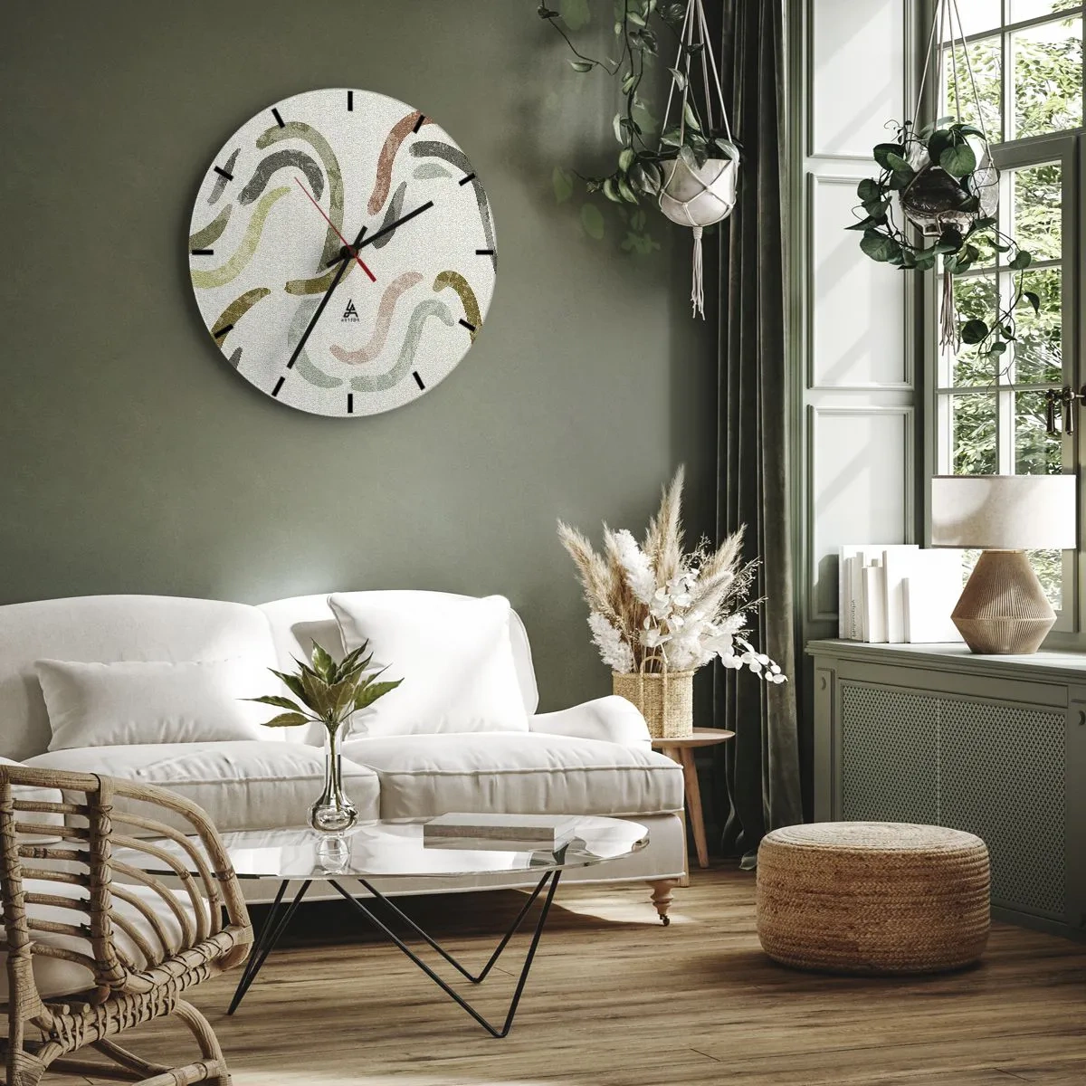 Relógio de parede - Relógio em vidro - Uma alegre dança de abstração - 40x40 cm
