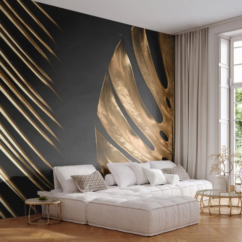 Papel de Parede Premium Canvas - Diferentes e igualmente caros - Folha de palmeira, Folha de monstro, Abstração - 250x175 cm