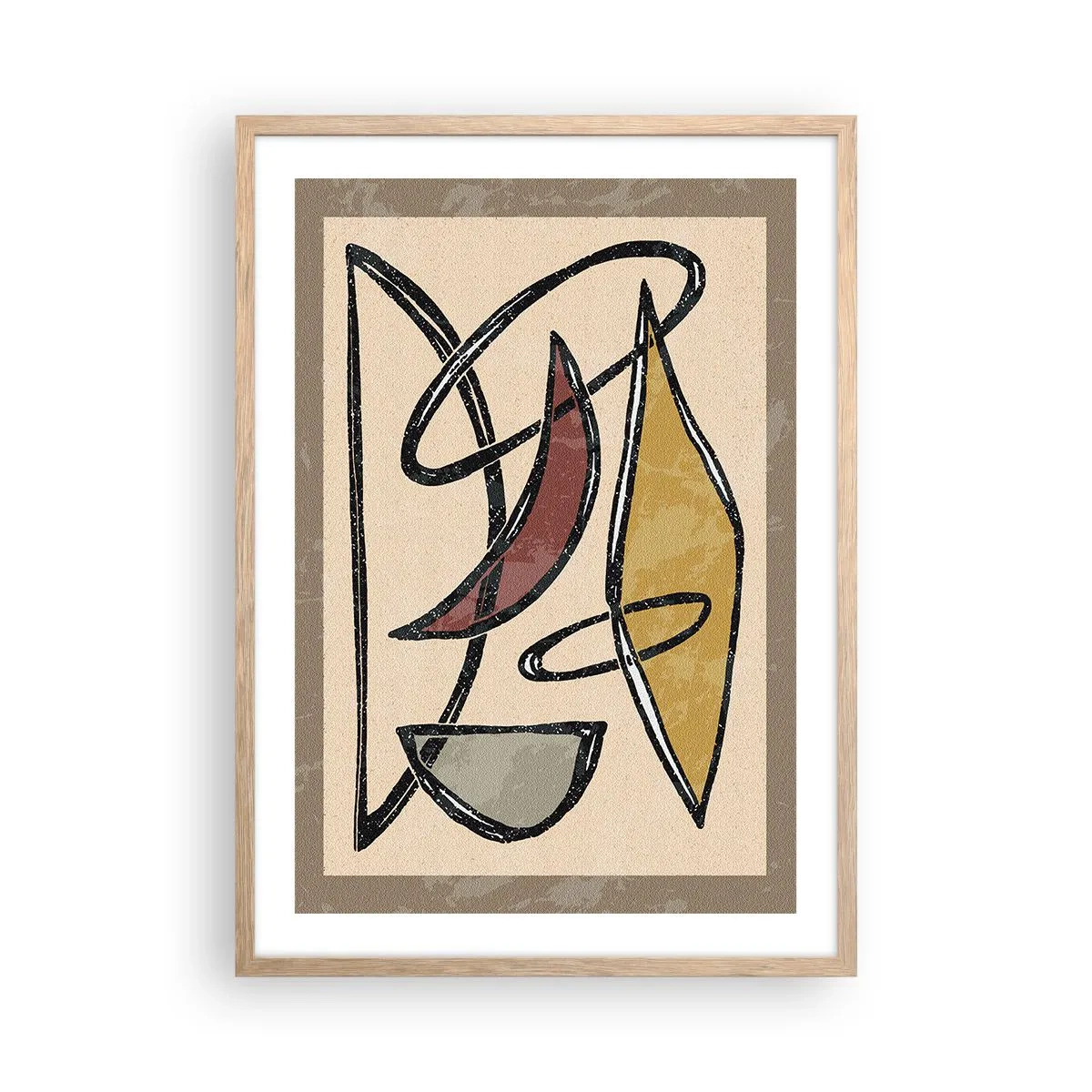 Pôster com moldura de carvalho claro - Composição – arcos e ovais - 50x70 cm