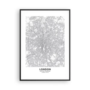 Pôster com moldura preta - Mapa do labirinto de Londres - 70x100 cm
