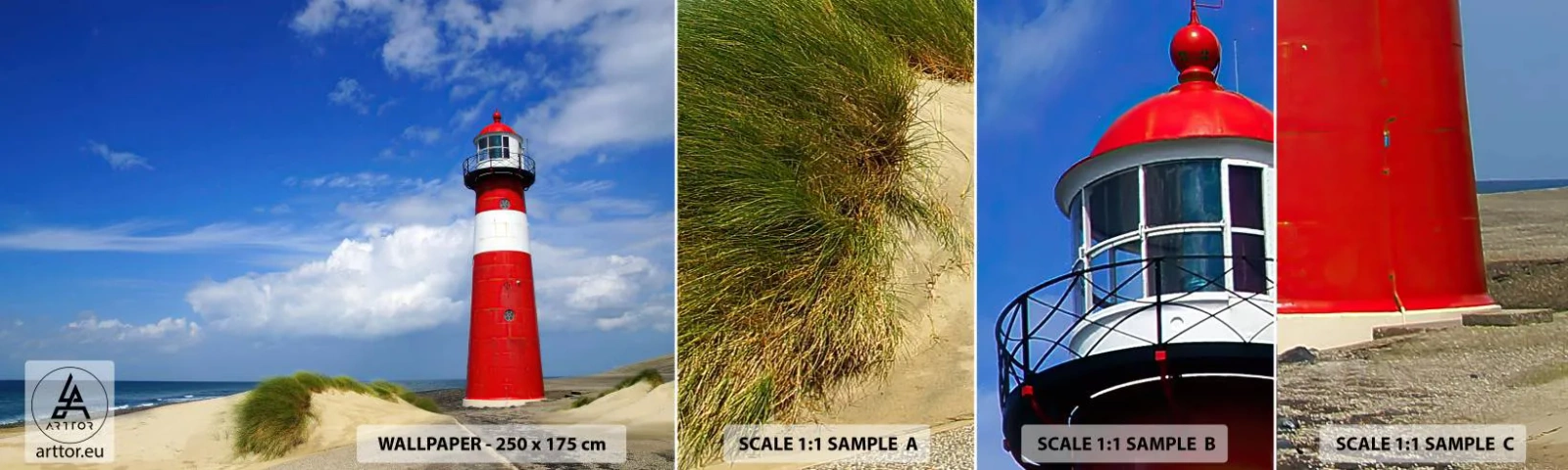 Amostra de Papel de Parede Standard Eco - Solidão dos sonhos - Paisagem, Farol, Holanda - 100x30 cm