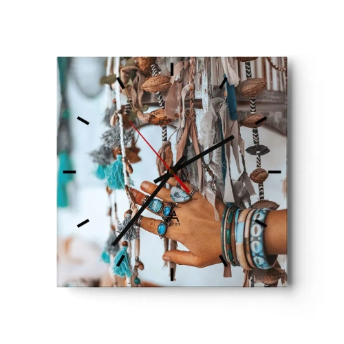 Relógio de parede - Relógio em vidro - Tesouros locais - 30x30 cm