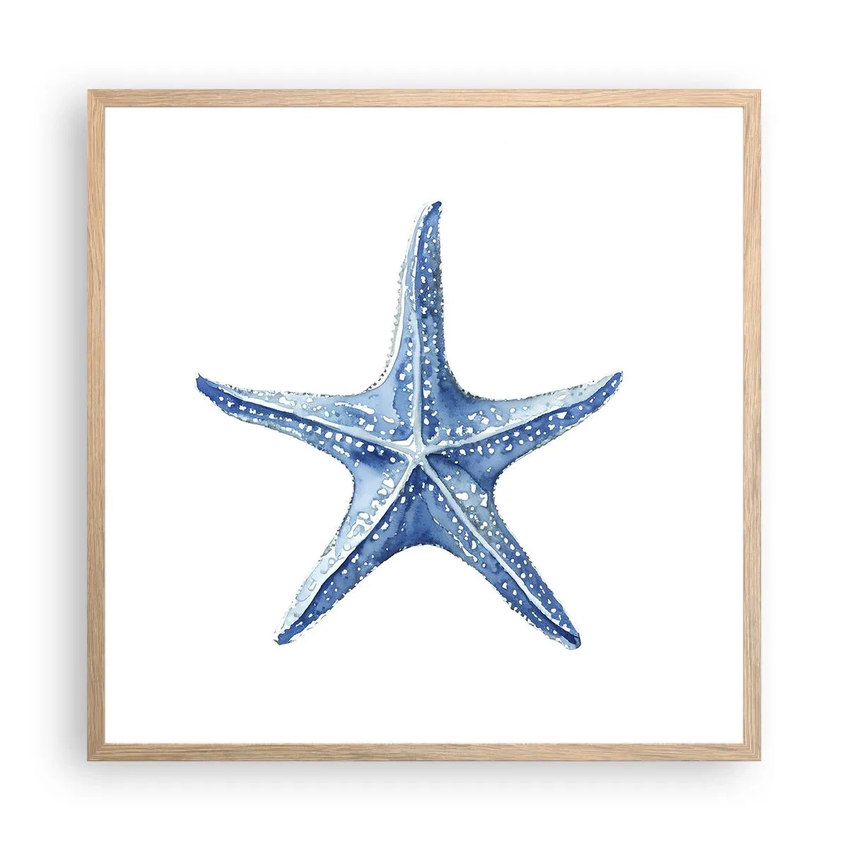 Pôster com moldura de carvalho claro - Estrela do mar - 60x60 cm