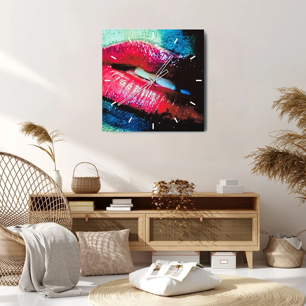 Relógio de parede - Relógio em vidro - Sensual e perturbador - 40x40 cm
