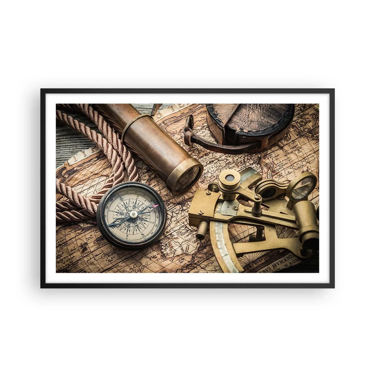 Pôster com moldura preta - Definir um rumo - 91x61 cm