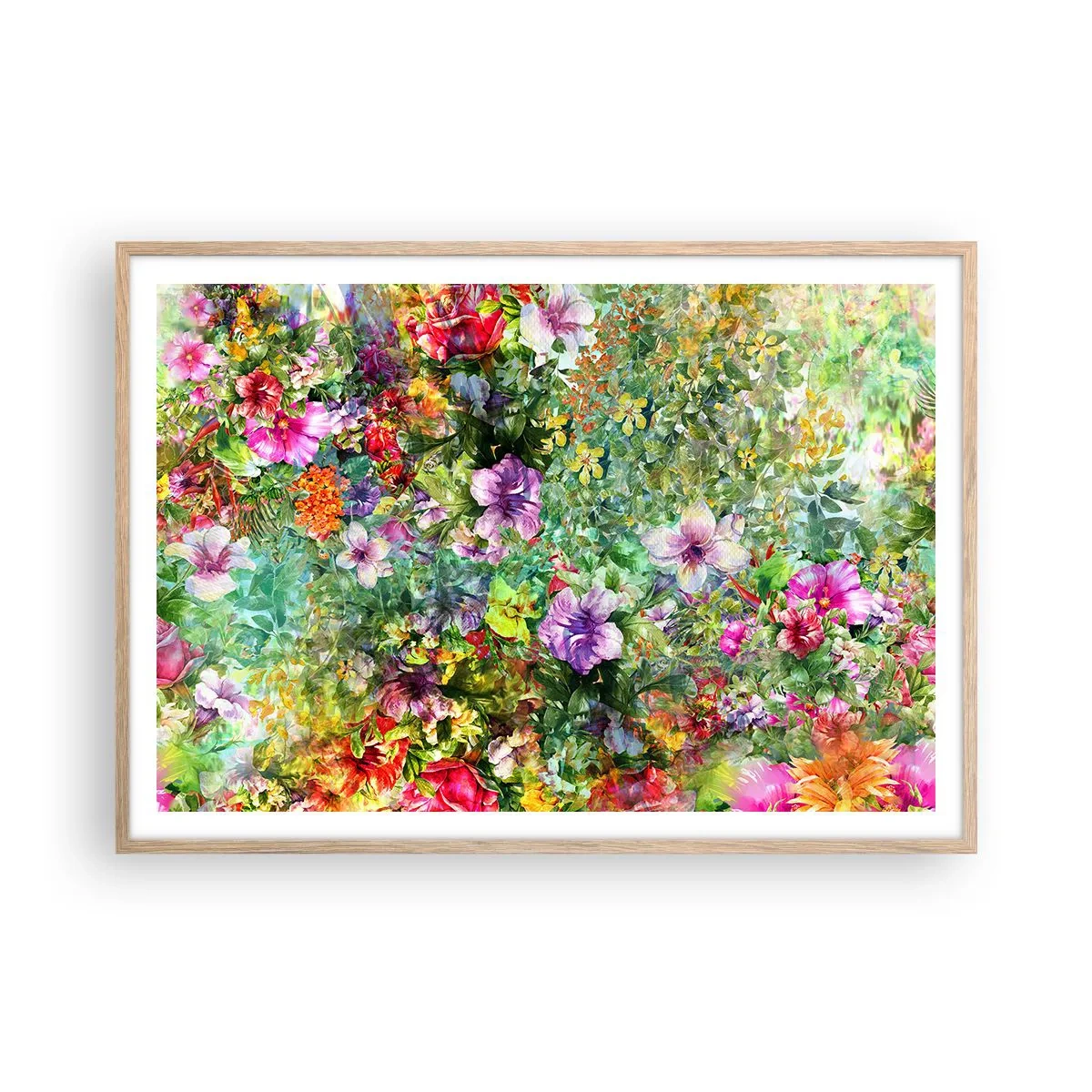 Pôster com moldura de carvalho claro - Nas flores para a perdição - 100x70 cm