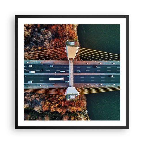 Pôster com moldura preta - Além das águas, além das florestas - 60x60 cm