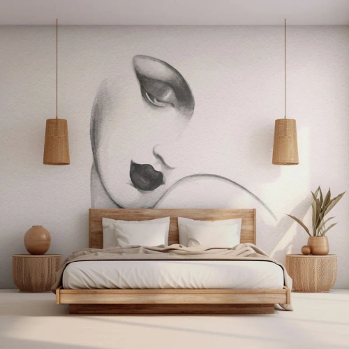 Papel de Parede Autocolante Deluxe Sticker - No estilo de Łempicka - Retrato de uma mulher, Rosto de Mulher, Pedaço - 500x350 cm