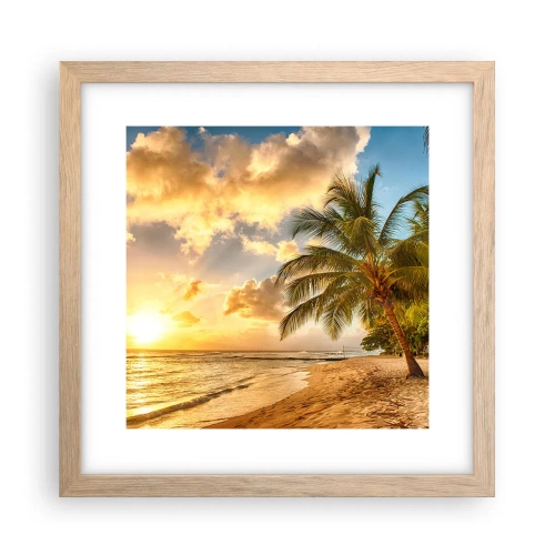 Pôster com moldura de carvalho claro - Eterno verão, férias eternas - 30x30 cm