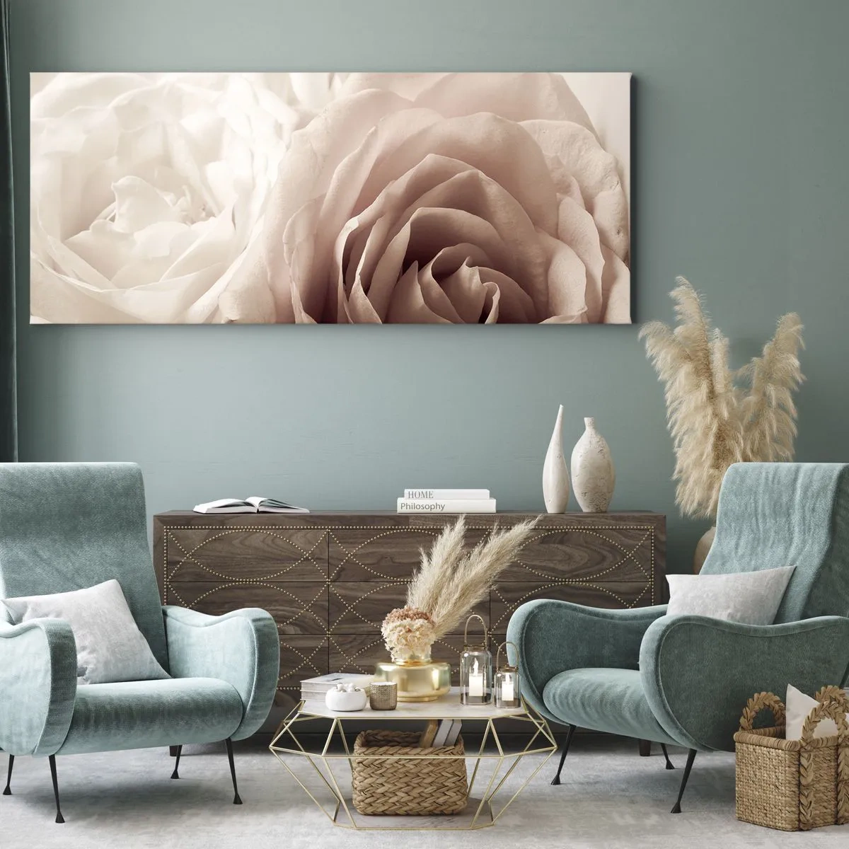 Quadro em tela - No coração de uma rosa - 120x50 cm
