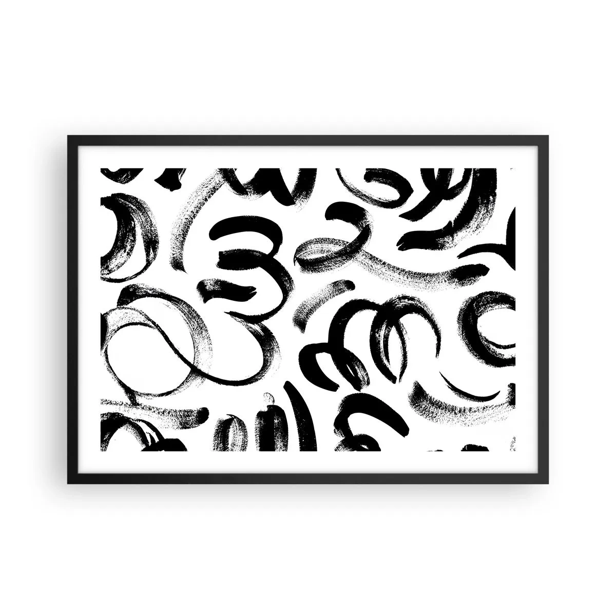 Pôster com moldura preta - Preto sobre branco - 70x50 cm
