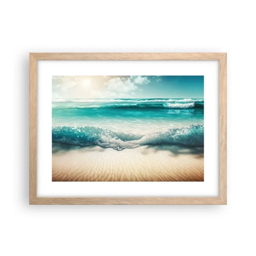 Pôster com moldura de carvalho claro - A paz do oceano - 40x30 cm