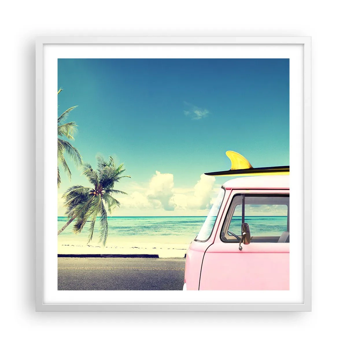 Pôster em moldura branca - Está na hora das férias - 60x60 cm