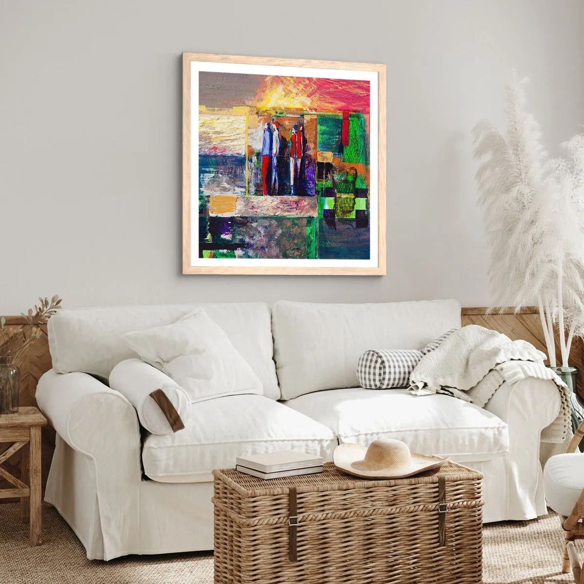 Pôster com moldura de carvalho claro - Relacionamentos e emoções - 40x40 cm
