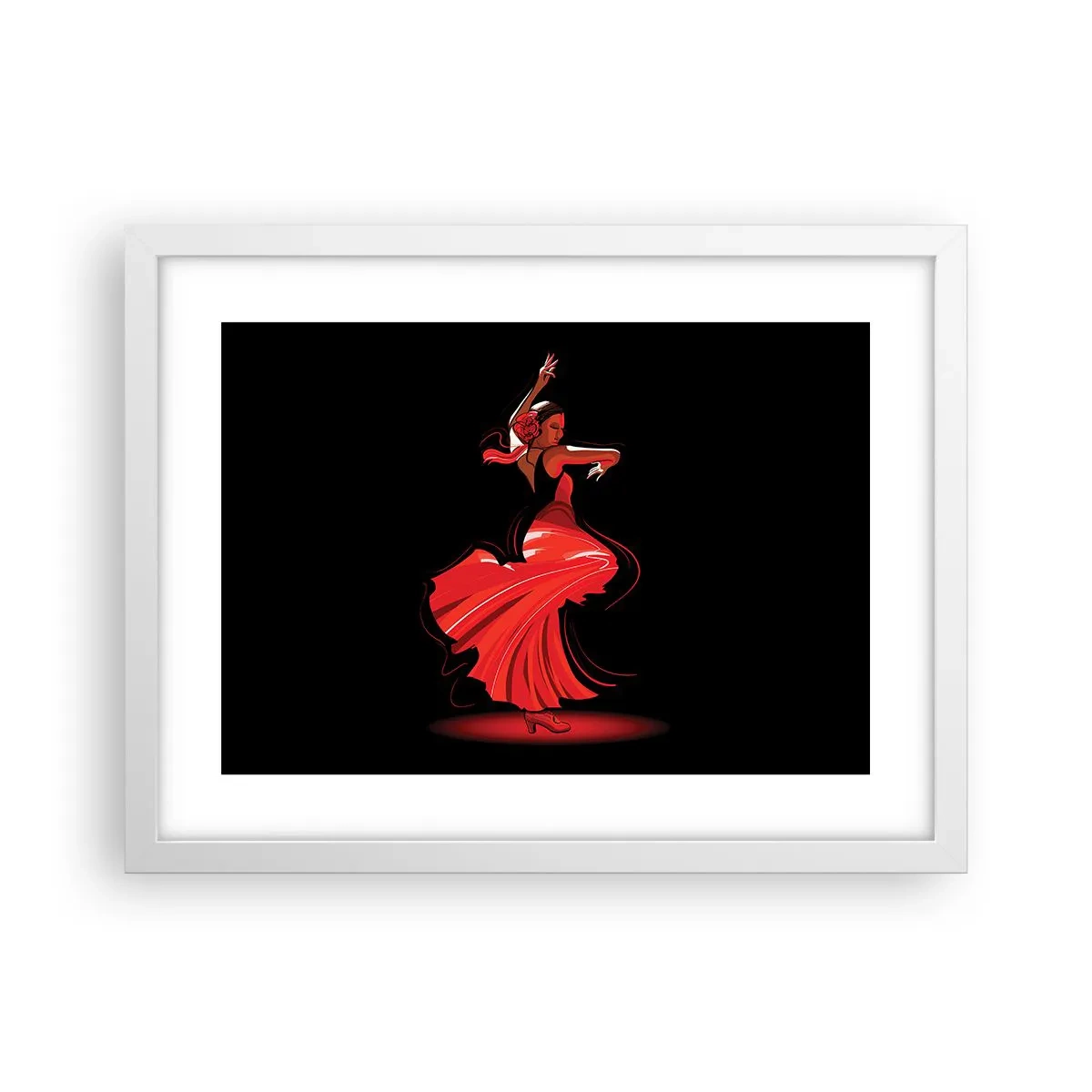 Pôster em moldura branca - O espírito ardente do flamenco - 40x30 cm