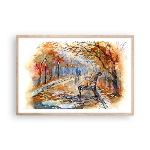 Pôster com moldura de carvalho claro - Juntos pelo outono - 91x61 cm