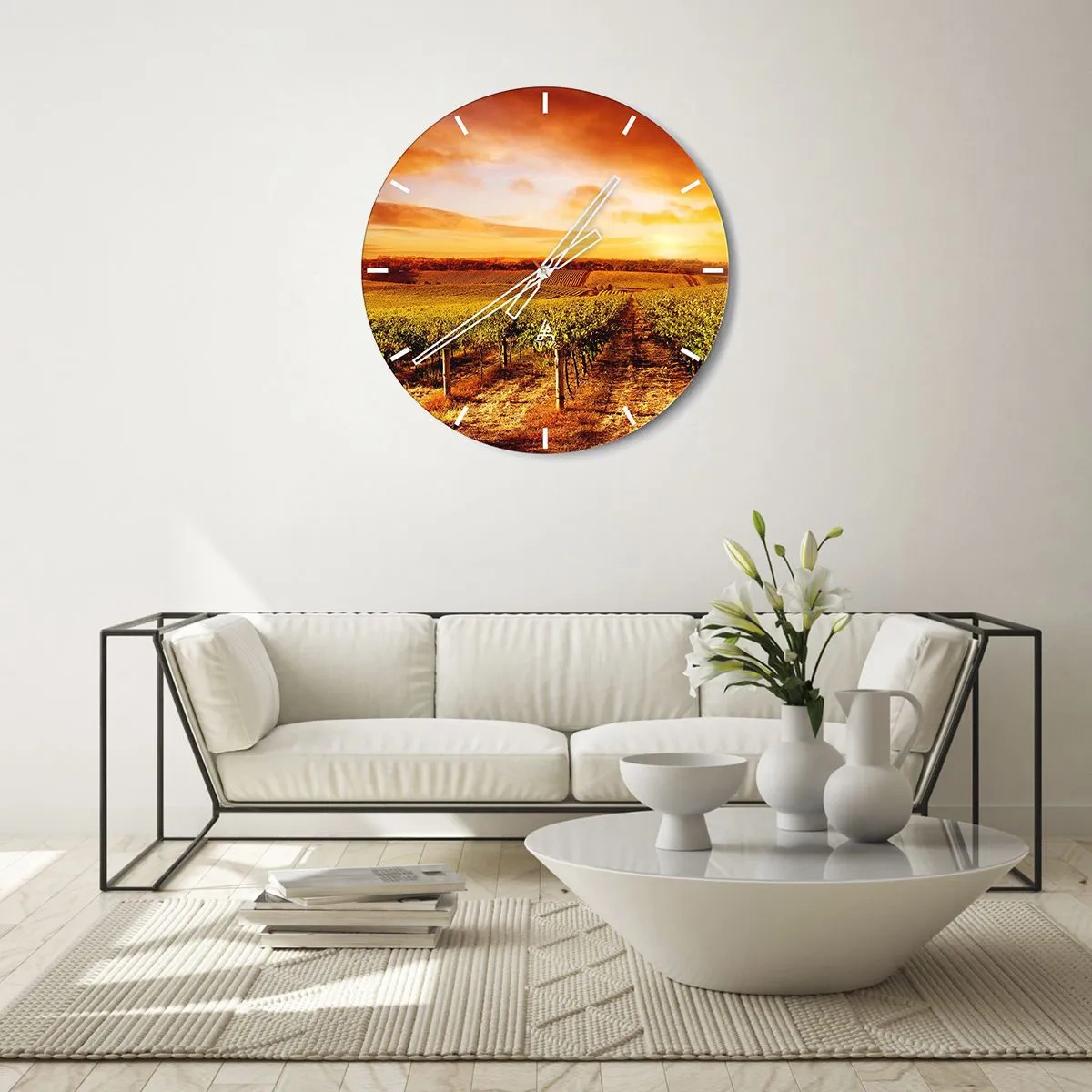 Relógio de parede - Relógio em vidro - Delicadamente frutado com um toque de sol - 40x40 cm
