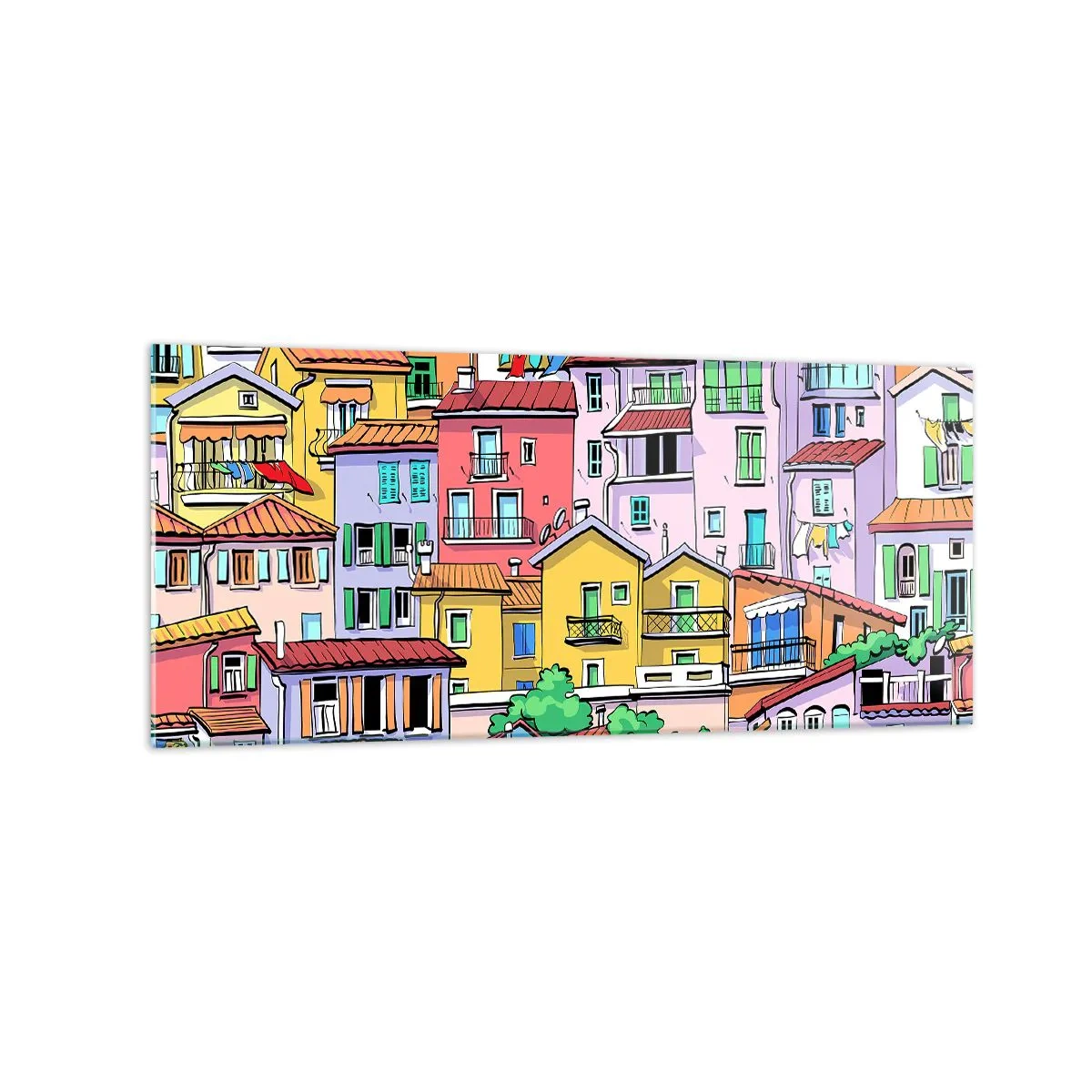 Quadro em vidro - Cidade divertida - 120x50 cm