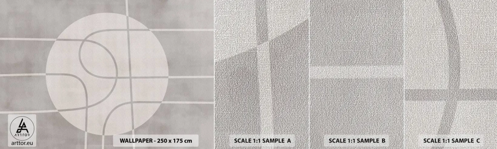 Amostra de papel de parede Premium Canvas - Circular e direto - Brilhante, Minimalista, Roda - 100x30 cm